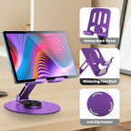 Universal Metal Cell Phone Stand, Multi-Angel Adjustable 360° Rotation Non-Slip Metal Phone Stand Compatible with iPhone 17 16 Pro Max and All Smartphones (Purple) - color: Purple