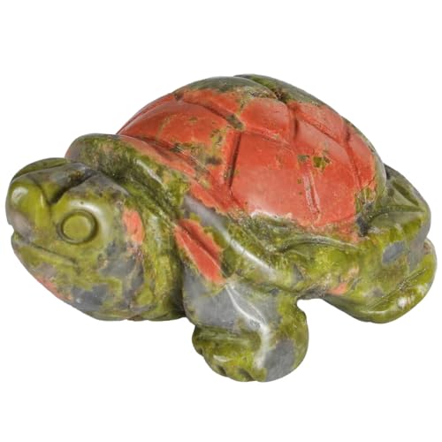 2" Unakite Turtle Figurine for Protection&Stability,Statue for Longevity,Turtle Decor for Homes&Offices