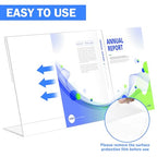 12 Pack Acrylic Sign Holder 8.5 x 11 Horizontal Slant Back Acrylic Stands for Display Plexiglass Clear Acrylic Display Stands for Ad Frame, Picture Photo Frames, Promotions, Restaurants, Office - size: Horizontal 12 Pack 11x8.5''
