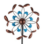 Wind Spinner Outdoor, Wind Sculpture Spinner with Metal Stake, Yard Art Decor for Patio, Lawn & Garden 13 * 57 inches - size: 13‘’Blue Copper