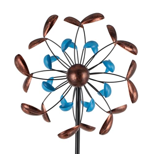 Wind Spinner Outdoor, Wind Sculpture Spinner with Metal Stake, Yard Art Decor for Patio, Lawn & Garden 13 * 57 inches - size: 13‘’Blue Copper