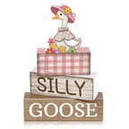 Yuntau 4 Pcs One Silly Goose Birthday Party Decoration Wood Silly Goose Table Sign Pink Baby Shower Tiered Tray Decor Tabletop Centerpieces for First Birthday Baby Shower Home Shelf Office - style: Goose