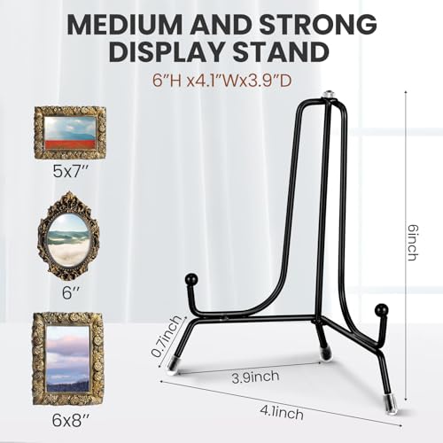 Chumia 18 Pcs Anti Slip Plate Stands for Display, Black Iron Easel Plate Holder Picture Frame Holder Stand for Display Decorative Photo Tabletop Artwork(6 Inch) - size: 6 Inch