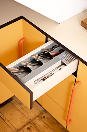 Joseph Joseph DrawerStore Compact Utensil Organizer For Kitchen Drawer Silverware, Flatware Tray, Small, Grey - size: Compact, style: Flatware Organizer