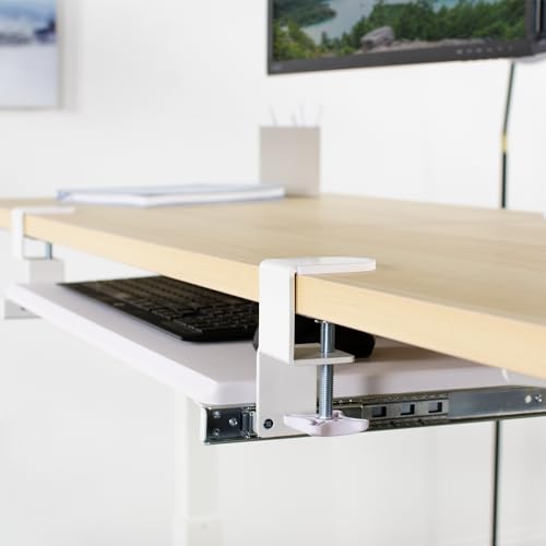 VIVO Large Clamp-on Computer Keyboard and Mouse Under Desk Slider Tray, 27 x 11 inch Pull Out Platform Drawer, White, MOUNT-KB05W - color: White, size: 27 inch