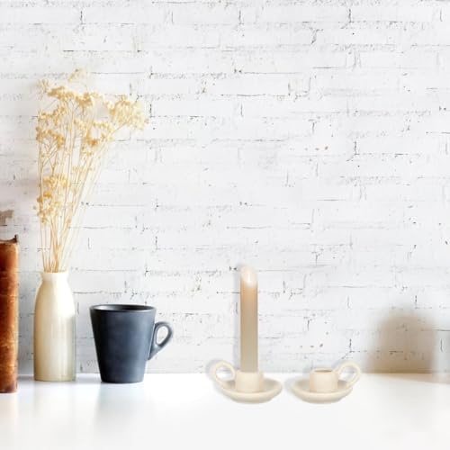IMIKEYA Set of 2 Ceramic Candle Stands Nordic Design for Home Decor Wedding Banquet