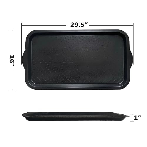 PetLike Boot Tray for Entryway, Pet Food Mat Tray, Waterproof Rubber Shoe Tray for Indoor and Outdoor, Multi-Purpose Tray for Boots, Shoes, Pets, Garden (Black, 2PACK 29.5X16 INCH) - color: BLACK
