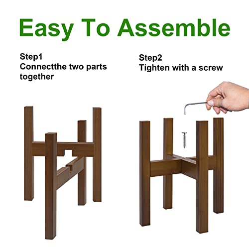 Rnined Adjustable Plant Stand Indoor,Bamboo Mid Century Modern Plants Stands, Stable Plant Holder,Fit 8 9 10 11 12 inch Pots (Pot & Plant Not Included) - color: walnut
