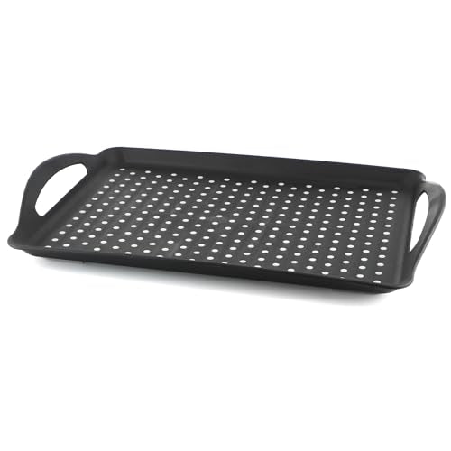 MDLUU Non-Slip Serving Tray with Handles, Food Serving Platter, Set of 2, Black - color: Black
