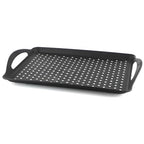 MDLUU Non-Slip Serving Tray with Handles, Food Serving Platter, Set of 2, Black - color: Black