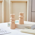 Denique Ceramic Candle Holders Set of 2, Creative Modern Knot Candlestick Holder Set, Table Centerpiece Taper Candle Holders Desktop Decoration for Home Decor, Wedding, Dinning, Party (Beige)