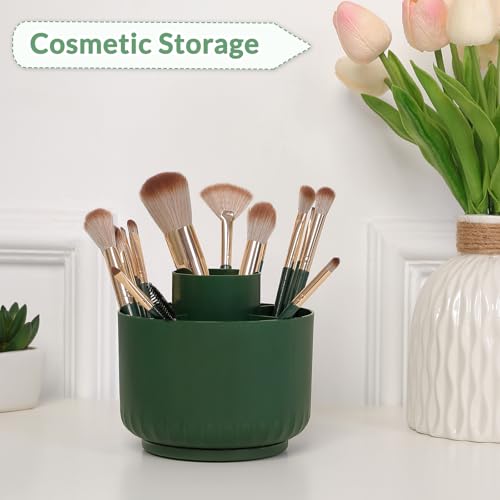 SKYDUE 360 Degree Rotating Desk Organizer, Dual-Purpose Pencil Pen Holder for Desk, Rotating Pencil Cup with Stickers, Office Supplies, Desk Decor for Office, School, Home - color: DarkGreen