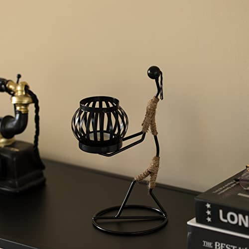 Wire Figure Candle Holder Decorative Modern Tea Light Lantern Tabletop Centerpiece Candle Stand, Front Carry - color: Front Carry