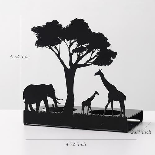 2Pcs Silhouettes Giraffe and Elephant Candle Holder, Tea Light Holder, Black Metal Candlestick for Home Decor - size: 2pcs