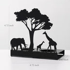 2Pcs Silhouettes Giraffe and Elephant Candle Holder, Tea Light Holder, Black Metal Candlestick for Home Decor - size: 2pcs