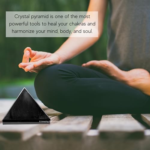 Amazing Gemstone Black Obsidian Pyramid Crystal Healing Stones - 2" Great Pyramid Figurine of Natural Stone Pyramid for Meditation, Reiki, Chakra Balancing and Crystal Pyramids Grid - color: Black Obsidian