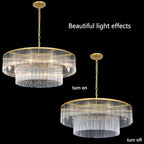 Gold Glass Chandelier Lighting Modern, 10 Light 2 Tier High Ceiling Chandelier Fixture Foyer Dining Room Ceiling Hanging Pendant Lighting Living Room 32" - size: Medium Gold (32" x 70")