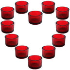 Red Candle Holders, Glass Votive Candles Holders for Table Centerpiece, Tealight Candle Holder, Glass Tea Light Candles Holder for Party & Home,Wedding Decor, Set of 12