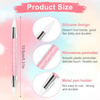 3 Pcs Nail Art Sculpture Pen, Dual Tipped Silicone Nail Tools, Silicone Head Acrylic Handle Nail Art Brushes for Design Nail Foil Carving Drawing Effect Shaping Drawing (Black, Pink, Royal Blue) - color: Black, Pink, Royal Blue