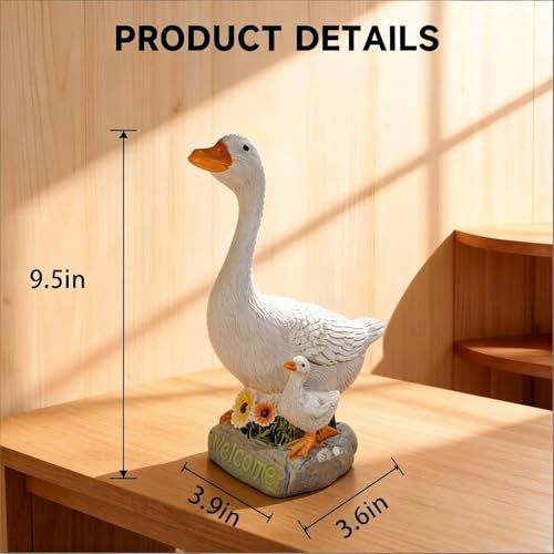 Desk Goose Figurines 9.5 Inch Desktop Goose Statue Garden Statues & Sculpture for Patio, Porch, Office and Lawn, Memorial Stone and Gifts for Mom Goose Lover - color: Goose