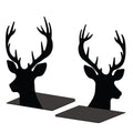 Peacoblue Metal Bookends for Shelves, Modern Decorative Heavy Duty Study Book Support Stoppers for Office, Desk, Shelf, Room 5.3"x4.3"x7.9" Cast Iron Simple Tall Bookends, 1 Pair (Deer Head) - style: Deer Head