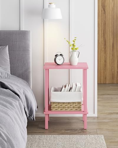 TUTOTAK End Table, Side Table, Nightstand, 2-Tier Storage Shelf, Sofa Side Table for Small Space, Living Room, Bed Room Pink TB01BP034 - color: Pink