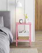TUTOTAK End Table, Side Table, Nightstand, 2-Tier Storage Shelf, Sofa Side Table for Small Space, Living Room, Bed Room Pink TB01BP034 - color: Pink