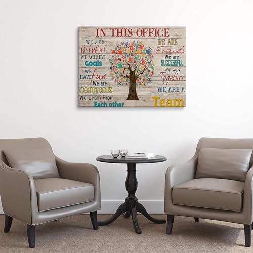 HDXUFJQ Inspirational Canvas Wall Art for Office - Team Rules Motivation Positive Quotes Wall Decor - Teamwork - Ready to hang (16"x24") - color: In this office (beige), size: 24"L x 16"W