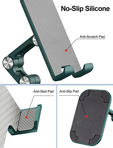 OCYCLONE Phone Stand, Adjustable Height and Angle Foldable Cell Phone Stand Holder for Desk, Taller iPhone Stand Compatible with 4.7"-13" Smartphones iPad Tablet, Green - color: Green