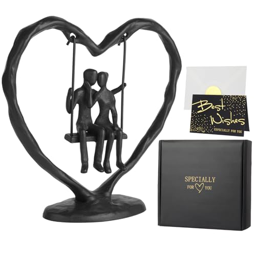 Iron Anniversary Wedding Gift for Her Wife Him and Couple,Iron Heart Statue Decoration Gifts,Heart Sculpture,Heart Figurine，Couple Figurine Statue,Valentine's Day Birthday Gifts