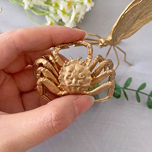 Gold Crab Sculpture Solid Metal Ornament Mini Crab Figurine for Home Office Garden Desktop Decor (Crab) - style: Crab