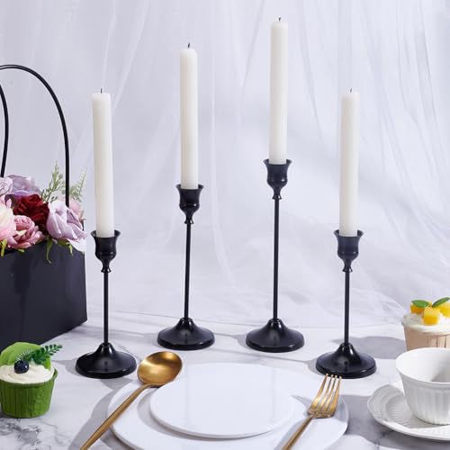 UNICRAFTALE 6Pcs 3 Sizes Candlestick Holders Black Taper Candles Holder for Candlesticks Aluminum Wedding Candlesticks Metal Retro Candles Holders for Christmas Candlelight Dinner 10-16cm