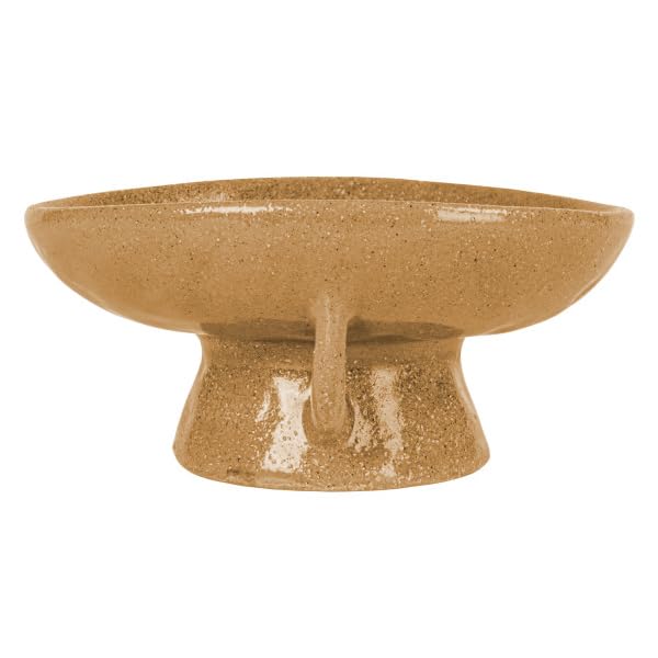 Creative Co-Op Stoneware Footed Pedestal/Bowl with Handles, Reactive Glaze, Taupe - color: Taupe, size: 8.0" Round x 3.75" Tall