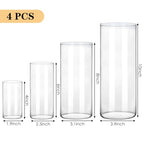 Fixwal 4pcs Clear Glass Cylinder Vases, 4, 6, 8, 10 Inch Tall Cylinder Vases for Centerpieces, Glass Flower Vase Floating Candle Holder Vase for Table Shelf, Party, Wedding, Home Decor - size: 4pcs