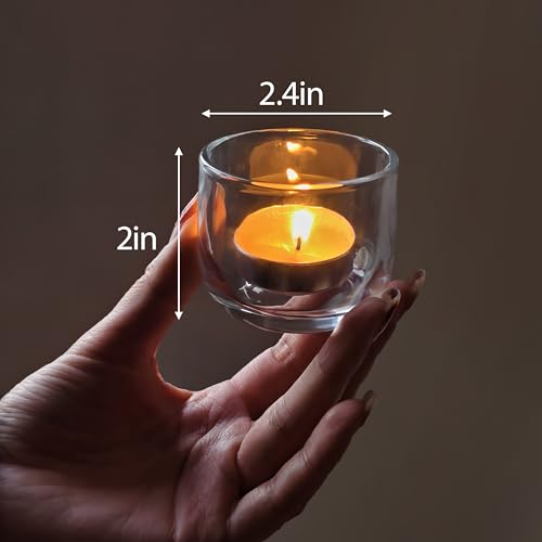Gurfuy Clear Glass Votive Candle Holders 6 Set - Tealight Candle Holder for Festival Wedding Propose Parties Holiday Table Centerpiece Shelf Decoration Fall Home Decor - color: Clear