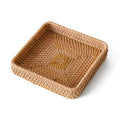 Rattan Serving Tray, Square Woven Storage Basket, Wicker Baskets for Organizing, Natural Wicker Decorative Serving Baskets for Organizing Tabletop Bathroom Kitchen Counter Square - style: S (8.2" × 8.2")