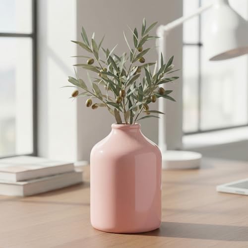 Sunddo Ceramic Vase for Home Decor Shelf Bedroom Living Room Bathroom Windowsill Desk Decor Holiday & Event Table Decor Modern Gift Home Decor Decorative Vase Centerpiece for Flowers - Pink 7 Inch - color: Pink, size: 7 inch
