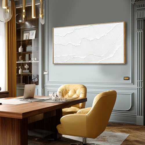 Abstract Artwork White Framed maximalist Hand-drawn Wall Art Wave poster Neutral Print Poster For Bedroom Living Room Office Decor 24x48 Inch - color: White, size: 48"L x 24"W