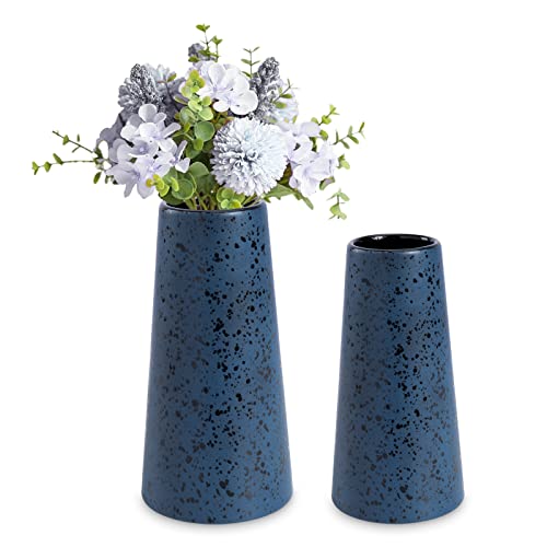 Bdor Ceramic Vase, Flower Vase Set of 2, Blue Vase for Room Decor, Modern Farmhouse Home DéCor Accents, Living Room Decor, Book Shelf, Mantel and Minimalism Dining Coffee Table Decor. - color: Blue-2p