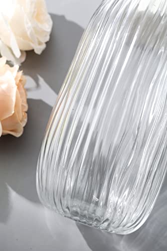 Clear Tall Vase,Large Clear Vases for Flowers,H-12.0" Simple Striped Design for Home Floor Decor,Farmhouse Decor, Centerpiece Coffee Table Decorations - color: Clear, size: H-12.0IN