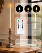 Homemory 11 inches Waxy Flameless Taper Candles with Remote Timer Dimmer, 2 Pcs Battery Operated Taper Candles with Flickering Flame, Ivory LED Candlesticks for Wedding, Christmas Indoor Decoration - style: Traditional - Ivory 11"