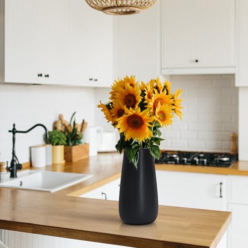 D'vine Dev 12 Inch Ebony Black Elegant Oval Ceramic Vase for Flowers, Home Décor Vase with Design Box, VS-LD-C-5 - color: Ebony Black, size: 12 Inch