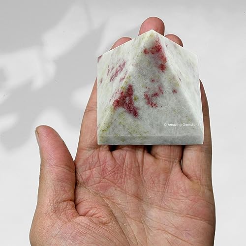 Amazing Gemstone Cinnabarite Pyramid Crystal Healing Stones - 2" Great Pyramid Figurine of Natural Stone Pyramid for Meditation, Reiki, Chakra Balancing and Crystal Pyramids Grid - color: Cinnabarite