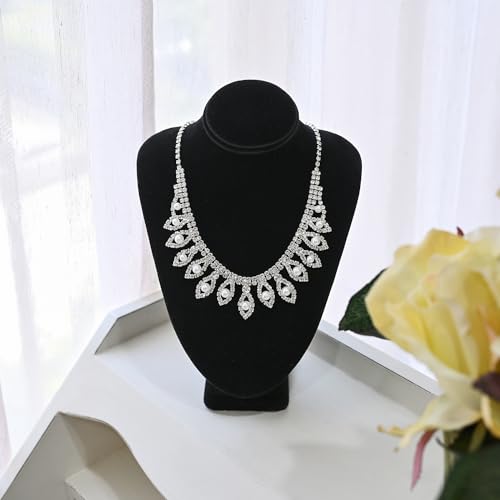 MOOCA 2 Pcs Small Necklace Chain Jewelry Bust Display Holder Stand, Necklaces Display Mannequin, Jewelry Bust Stand 7 1/4 in H, Black Velvet - color: 2) Black Velvet, 2 pieces