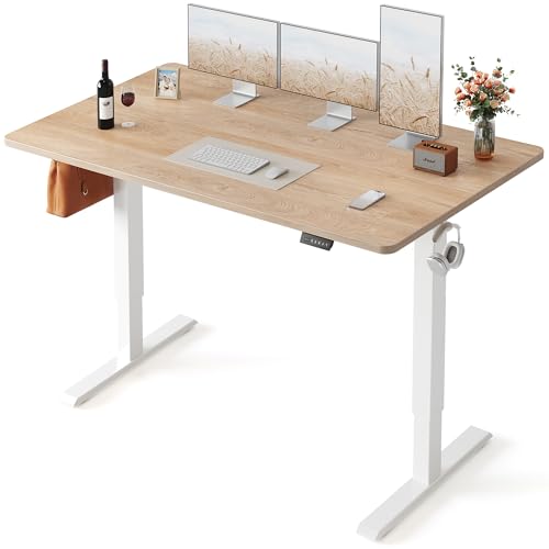 FEZIBO Electric Standing Desk, 55 × 28 Inches Height Adjustable, Sit and Stand Up, Home Office Computer Desk (Maple) - color: Maple, size: 55 x 28