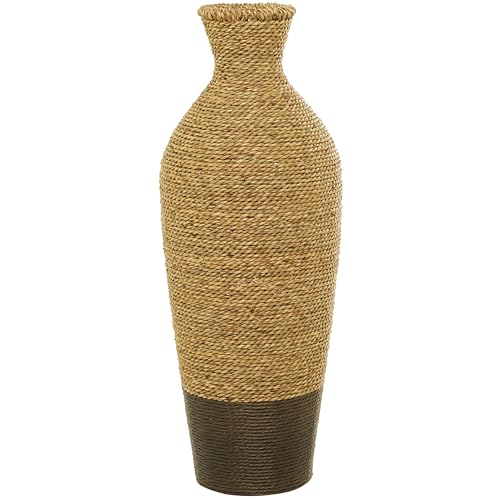 Deco 79 Seagrass Handmade Decorative Vase Tall Woven Floor Centerpiece Vase, Vase for Home Decoration 10" x 10" x 28", Brown - size: 10" x 10" x 28"