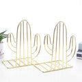 Creative Minimalist Style Bookends Metal Adjustable Books Holder Stand Book Rack Desk Bookend - Cactus, Gold - color: Cactus, Gold