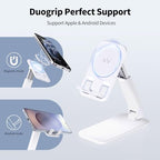 iWALK Magnetic Cell Phone Stand for Desk, Angle and Height Adjustable Mobile Phone Holder, Foldable Magnet Stand for iPhone 17 16 15 14 13 12 Pro Max and iPad, Cell Phone Holder for Samsung, White - color: White