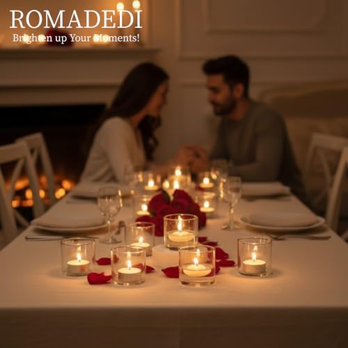 Votive Tea Light Candle Holders - Mini Clear Glass Tealight Holder as Candlelit Dinner Party Events Birthday Wedding Reception Centerpiece Decor Accessories, 10pcs+Extra 2 - size: 1.8x1.5inch
