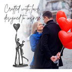 Handcrafted Iron Couple Sculpture - Metal Sculpture Art Modern Home Decor Bronze Love Statues and Sculptures Romantic Figurines Metal Statues for Home Decor - style: Holding balloons